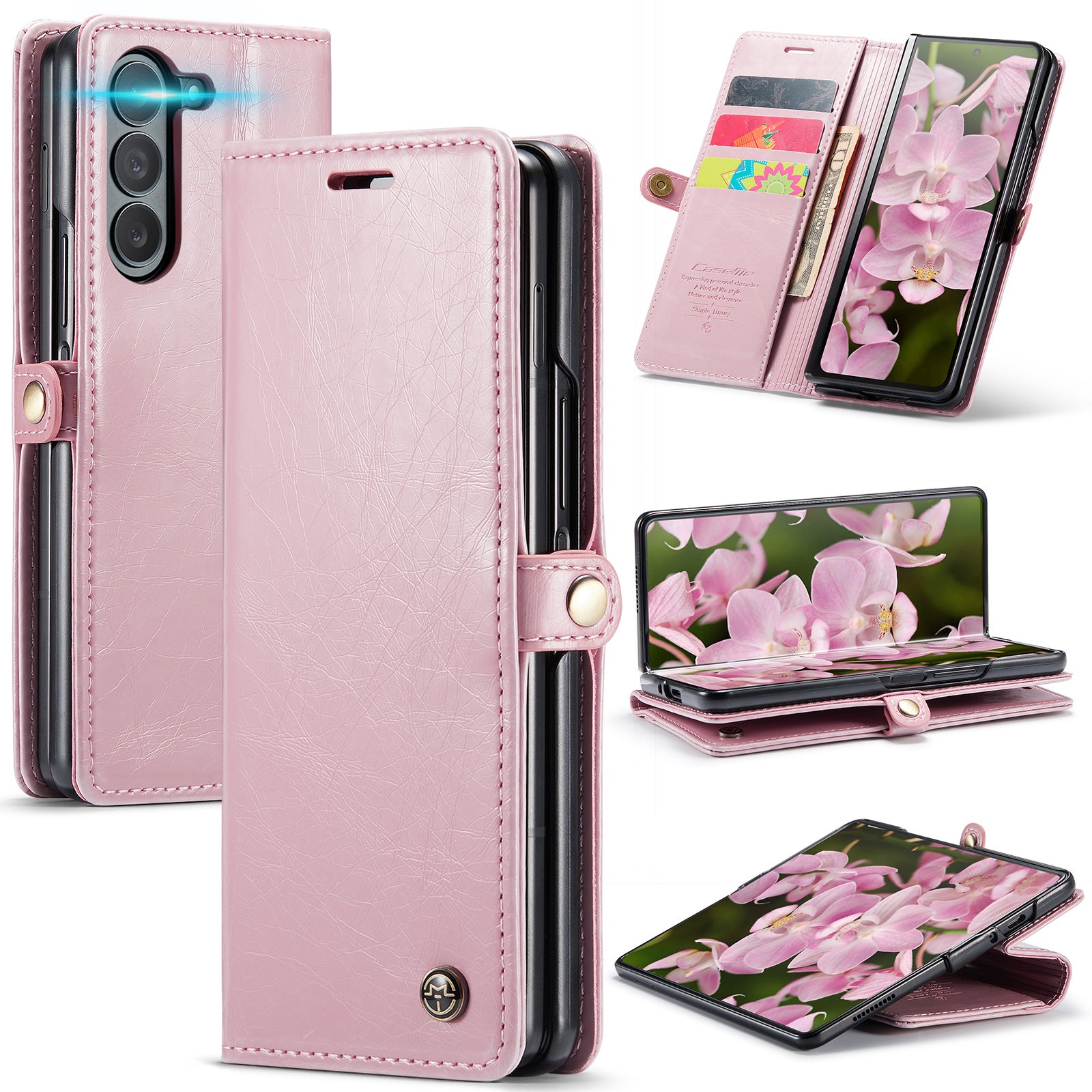 CASEME 003 Series For Samsung Galaxy Z Fold6 5G PU Leather Case Stand Retro Wallet Phone Cover - Pink CASEME 003 Series For Samsung Galaxy Z Fold6 5G PU Leather Case Stand Retro Wallet Phone Cover - Pink